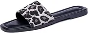 [Stratuxx Kaze] Womens Flat Slide Sandals Flat Sandals Band Sandals White Black Brown Leopard Metallic Sandals