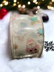 Mrs Claus Bakery Ribbon Candy Land Pastel Iced Cookies 2.5 Inch X 10 Yards