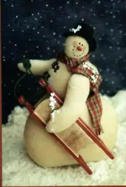 Side Slope Sledding Snowman Doll Pattern Soft Sculpture Christmas Wintertime