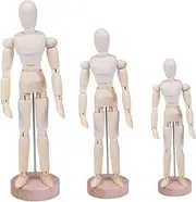 BRIGHTFUFU Unique Wooden Man Ornaments Creative Desktop Decor 3pcs Joint Puppet Crafts Set