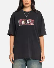 [73 Studio] 73 Studio X Cartoon Network Bill & Mandy Box Logo Vintage T-shirt Black Acidwash - Size S S Black Acidwash