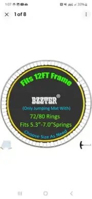 Trampoline Mat 12Ft, Fit 12 Foot Diameter Trampoline Frame, Not 12Ft Diameter Ma