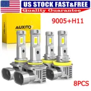 8 9005 H11/H8/H9 LED Headlight Bulbs Combo Conversion High Low Beam White CANbus (for: Honda Civic)