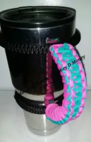 Paracord Handle for 40oz, 30oz or a 20oz Yeti, RTIC, & Ozark Turquoise & Pink