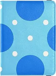 [Amooorous] Cartoon Cute Blue Polka Dots Leather decorative Passport Holders Travel Documents Organizer Protector Passport Holder Case Ultra Slim, Cartoon cute blue polka dots, 1 size