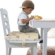 Toddler Booster Seat for Dining Table, Portable Booster Seat for Kitchen Chair, 4 Inch High-Density Foam Cushion with Adjustable Safety Straps and Non-Slip Bottom, Perfect for Kids Travel and Daily