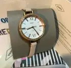 Fossil Women's 30mm ROSE GOLD Annette Crystals Blush Leather WATCH ES4402 NEW!
