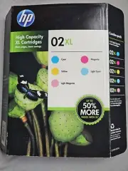 New Unopened Genuine HP 02XL High Capacity 5 Multi Color Ink Cartridges Exp 2014
