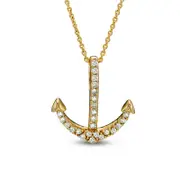 Natural Diamond Accent Anchor Pendant in 10K Yellow Gold