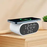 Wireless Charger Alarm Clock Bedside Clock for Bedroom with Dual Alarm Clock