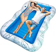 Pool Raft | Inflating Water Lounger Mat | Swimming Lounger with Cup Holder for Tanning Water Play Lake Pool River Beach Vacation Travel