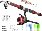 Kids Fishing Rod - Horse Mouth 1.8m Telescopic Fishing Rod,Beginner Fish Kit, Youth Fish Set, Tackle Starter Set, Small Dock Gear Kit for Toddler
