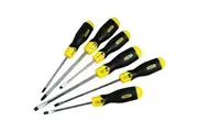 Stanley 65-242 Cushion Grip Screwdriver Set w Steel Bar Magnetic Tips Black L