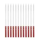 12pcs Kebob Skewers 40cmx10mmx2mm Stainless Steel Flat Sticks with Wood Handle