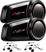 2 x Motorcycle Bluetooth Helmet to Helmet Intercom Headset Interphone 6 Rider FM