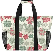 [sanluoli] Bag Foldable Beach Bag Tote With Pockets Canvas Laundry Totes, Green Succulent Light, 1 size