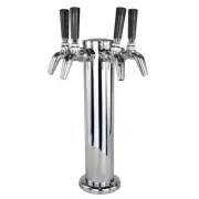 3" Stainless Steel Four Quadruple Tap Draft Beer Font Tower Kegerator Home Brew