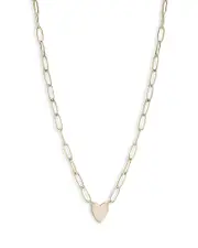 Moon & Meadow 14K Yellow Gold Paperclip Chain Heart Pendant Necklace, 18