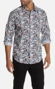 ROBERT GRAHAM Alco Classic Fit Leaf Print L/S Shirt Size Medium NWT $198