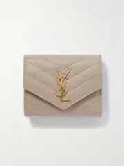 [SAINT LAURENT] SAINT LAURENT - Cassandre Quilted Textured-leather Wallet - Beige - One size One size Neutrals