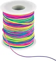 Elastic Beading Cords 100m Elastic String for Bracelets Rainbow 1mm Elastic Cord Pony Beads Crafts Pony Beading Thread Stretch String Craft Cord Pony Bead String for Jewelry Making
