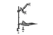 Brateck Pole Held Floating Sit-Stand Desk Converter With Dual Monitor Mount [DWS20-C02]