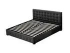 Levede Fabric Bed Frame Queen Tufted Mattress Platform Gas Lift Storage Grey