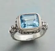 NWT Sundance Catalog Silver Blue Topaz “Clearwater Ring” size 5 $180