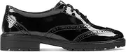 Clarks Loxham Brogue Youth Patent Shoes in Black Patent, Black, 7.5 UK Child