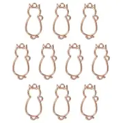 10Pcs Cat Shaped Alloy Open Back Bezel Pendants Resin Frame for DIY, Rose Gold