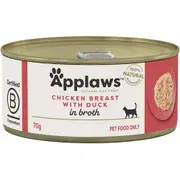 Applaws Natural Chicken Breast with Duck in Broth Wet Cat Food Can - 70g