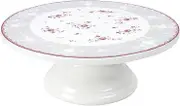 fanquare 10 Inch Floral Porcelain Cake Stand,Pink Rose Wedding Cake Plate,Dessert Display Serving Stand for Anniversary,Birthday,Party
