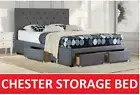 CHESTER DOUBLE QUEEN KING SIZE GREY CHARCOAL STORAGE DRAWER BED FRAME