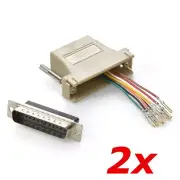 2 Pack - DB25 25-Pin Serial D-SUB Male to RJ45 Female 8P8C Adapter Connector