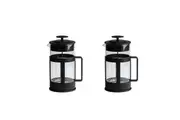 2x Euroline 1L Tea Coffee Glass Plunger French Press Latte Maker Brewer Pot BLK