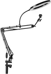 LABRIMP 1 Set Adjustable Mobile Phone Holder with Extendable Selfie Stand and Streaming Light for Desk Use Live Streaming and Photography Stable Support for