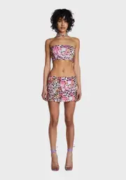 [HuDieGongZhu] Leopard Print Mini Skirt Set