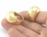 Domed (Big) Adjustable Ring Shiny Gold Plated Brass (19mm 9US inner size ) 3068