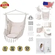 Comfortable Rope Hammock Chair for Bedroom & Garden - Easy Install & Storage