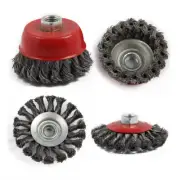 4PCS M14 3"+4" Crew Twist Knot Wire Wheel Cup Brush Set For Angle Grinder P8I6