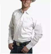 STETSON Western Shirt White Snap Front Long Sleeve Cotton Men's Size L