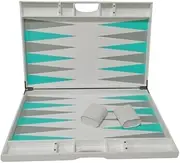 Lucite Acrylic Backgammon Set 18" Large Premium Board and Pieces (White/Aqua)