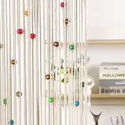 BECHAEO Macrame Beaded Curtain Boho Handmade Cotton Door String Curtain for Doorway Window Wooden Beads Hanging Hippie Room Divider Closet Bedroom Privacy Decor, Colorful - 1 Panels 79" x 35"