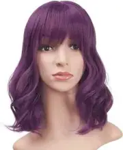 Purple 12"Ombre Curly Synthetic Wig with Bangs