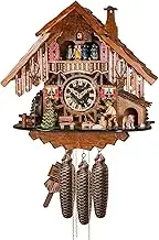 Engstler Cuckoo Clock Black Forest House with Moving Wood Chopper and Mill Wheel