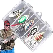 Bass Lures - Trout Spinner Baits - Metal Fishing Spinner Lures Spinnerbait Kit with Tackle Box for Bass Trout Salmon Walleye