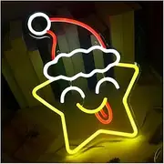Sign Lamp Star Wearing A Hat Neon Signs USB Powered LED Neon Lights Wall Decor for Bedroom Bar Shop Decor 29.7cm×39cm