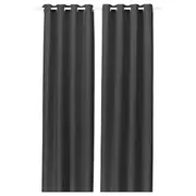 GINSTMOTT curtains, 1 pair, dark grey/with eyelets, 145x250 cm