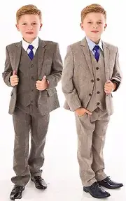 Boys Suits Boys Wedding Suit 5pc Tweed Waistcoat Suit Page Boy Baby Formal Party