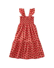 Tea Collection Smocked Flutter Sleeve Linen-Blend Dress